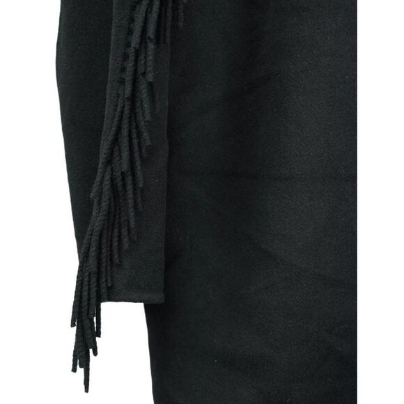 Marella Double Breasted Fringe Wool Blend Coat Black Size 12 - Picture 8 of 15